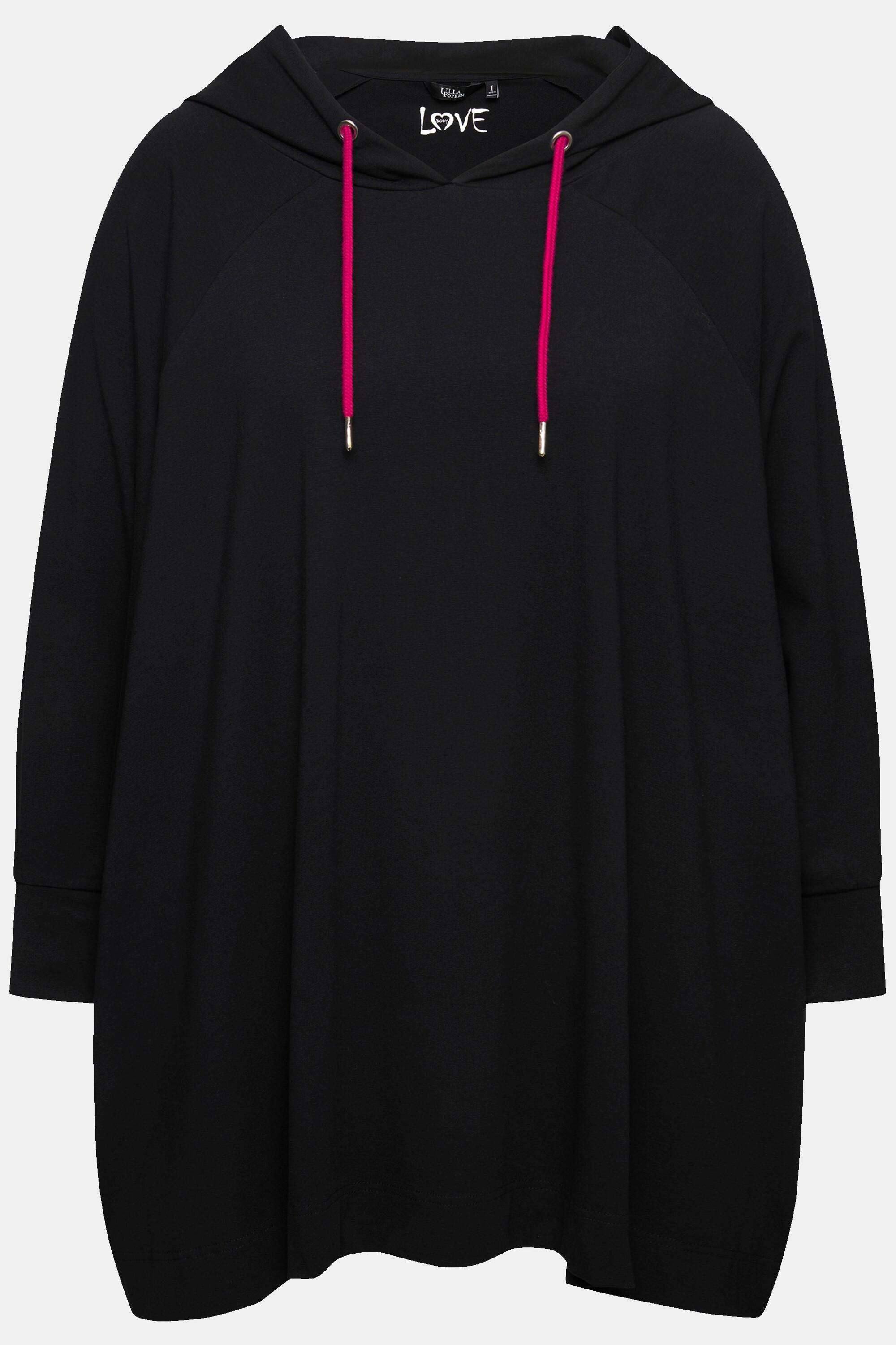 Ulla Popken  Poncho loungewear dal taglio oversize con cappuccio e maniche lunghe nero 3+ 833728100-3+ 