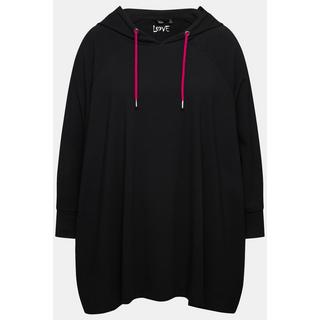 Ulla Popken  Femme Grandes tailles Poncho d'intérieur oversize, capuche et manches longues noir 3+ 833728100-3+ 