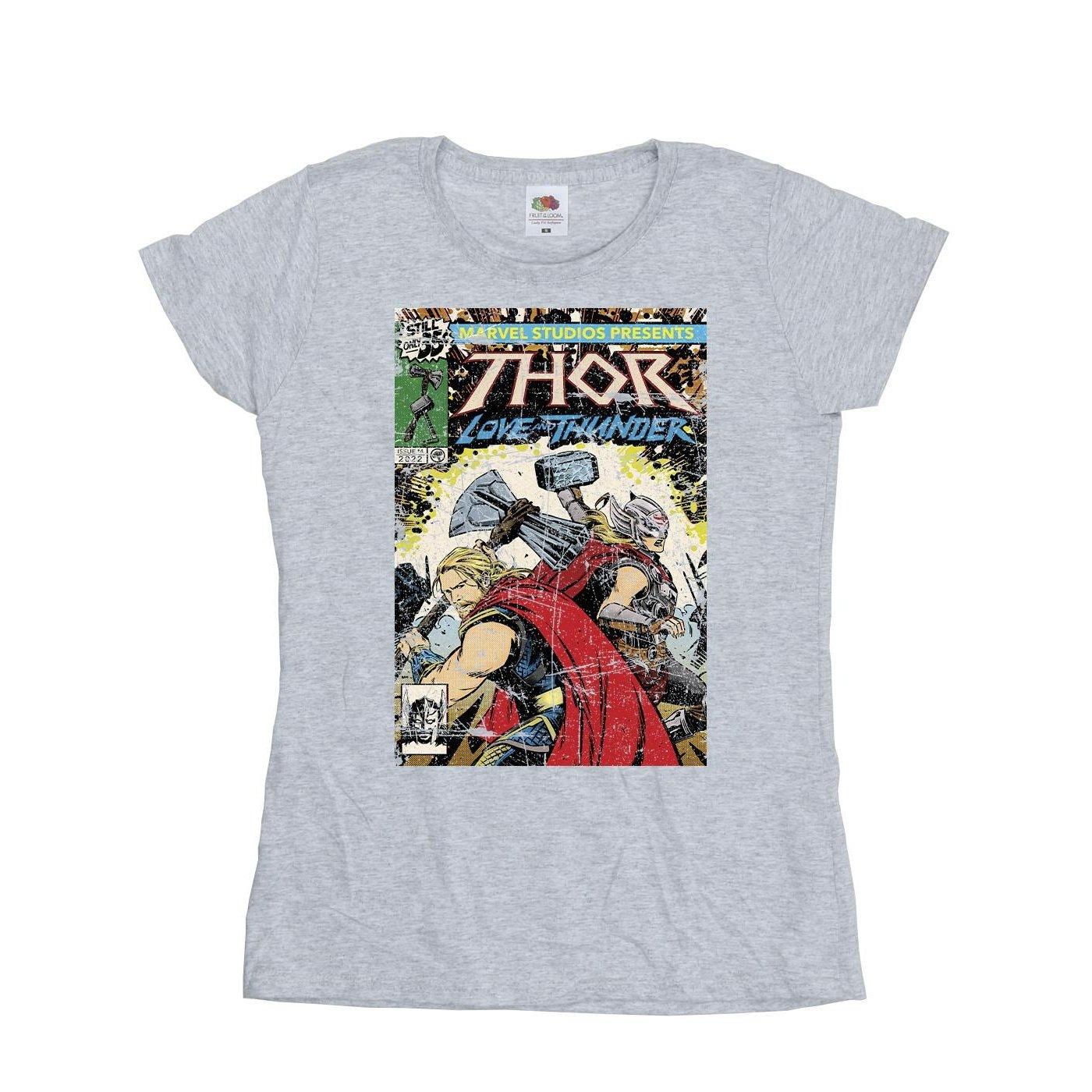 Image of Thor Love And Thunder Vintage Poster Tshirt Damen Grau XXL