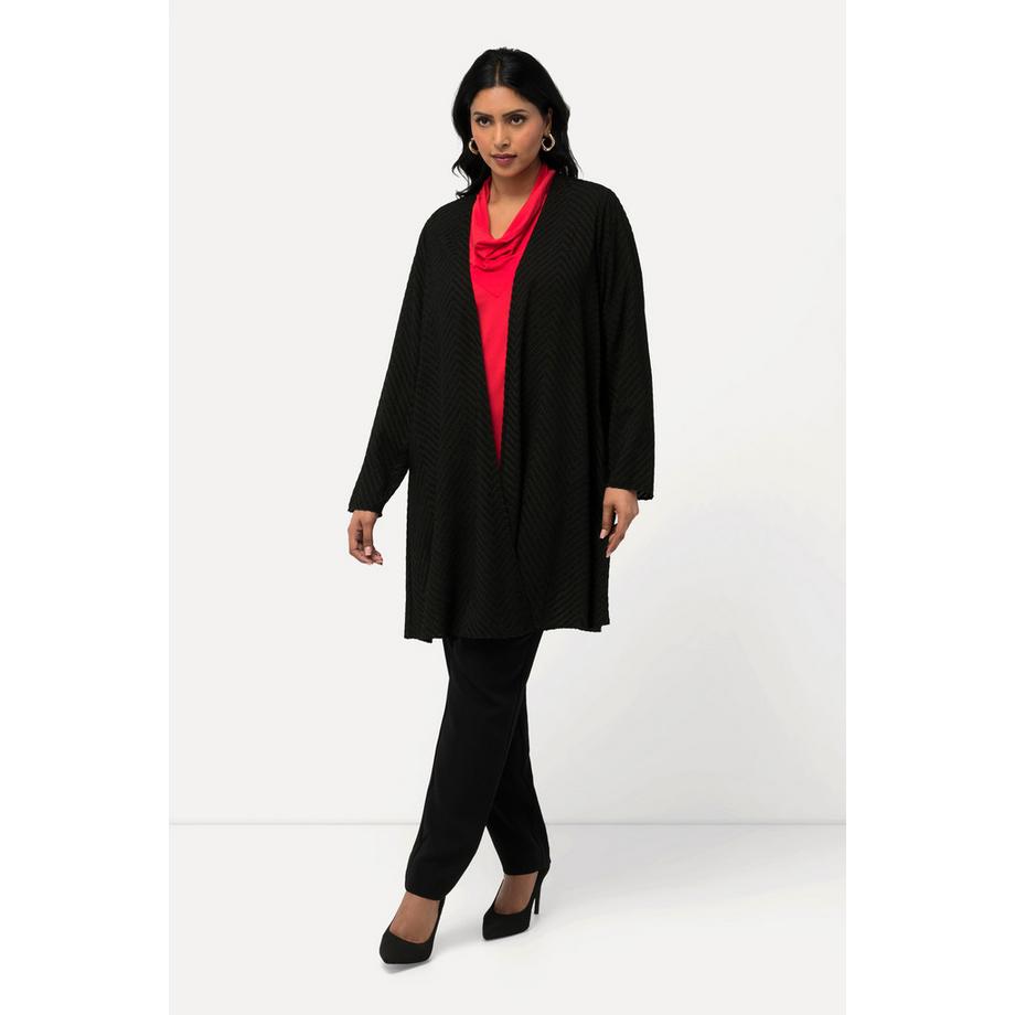 Ulla Popken Giacca da interno motivo a spina di pesce 3D Linea A Scollo a V  