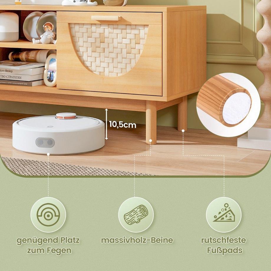 Northio Mobile TV con 2 cassetti e ripiani aperti per TV fino a 55 pollici Mobile TV basso  