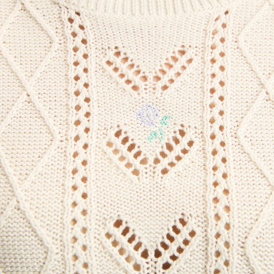La Redoute Collections Feinstrick Rundhals Pointelle Muster Pullover  