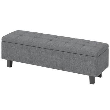 Sitzbank mit Stauraum, Polsterbank mit Leinenoptik, Holzbeine, Moderne Bettbank für Flur, Schlafzimmer, Wohnzimmer, 138 x 40 x 45 cm, Dunkelgrau