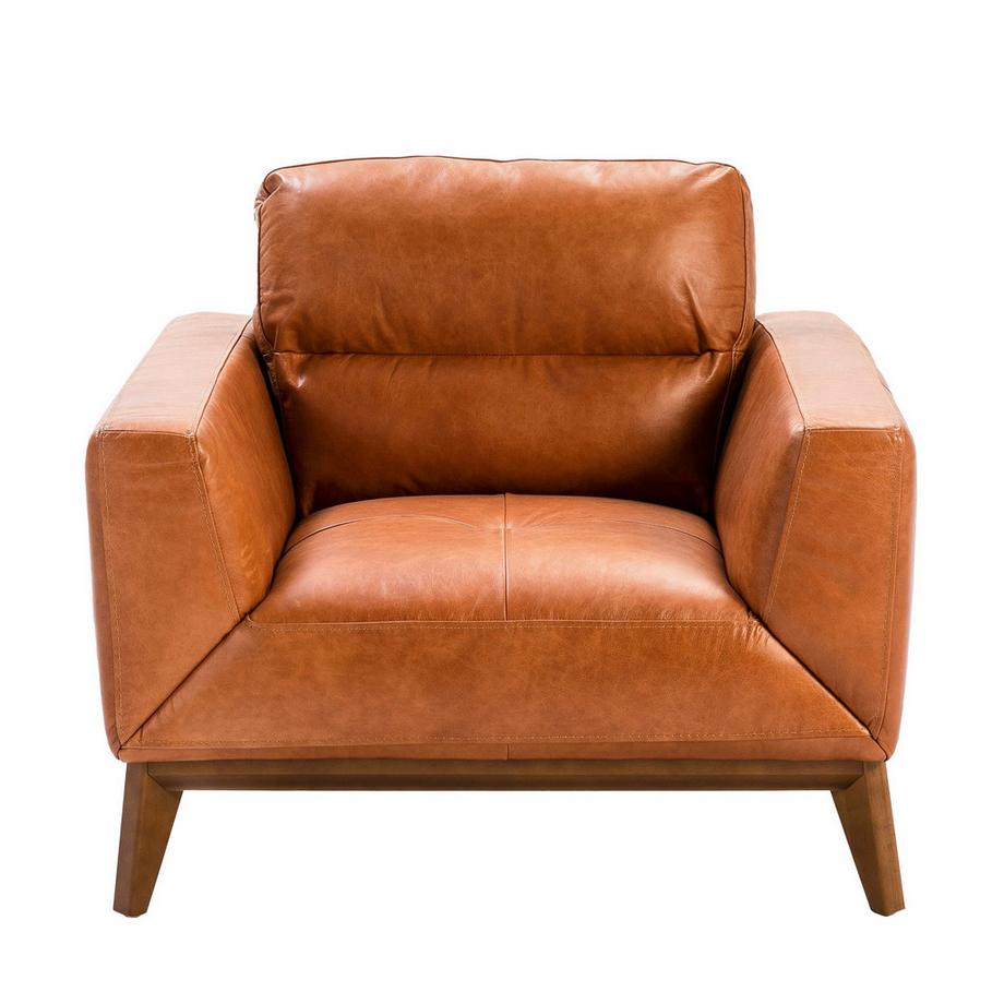 ANGEL CERDA Fauteuil en cuir marron  