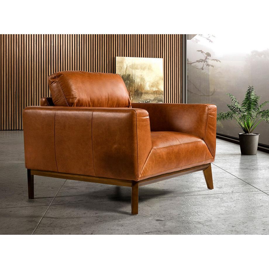 ANGEL CERDA Fauteuil en cuir marron  
