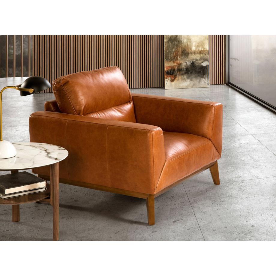 ANGEL CERDA Fauteuil en cuir marron  