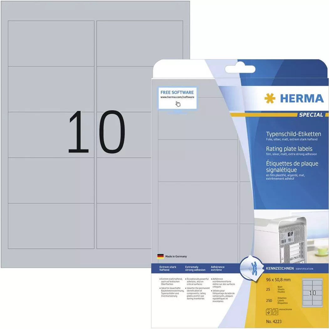 HERMA – Typenschild-Etiketten, One Size, Silber