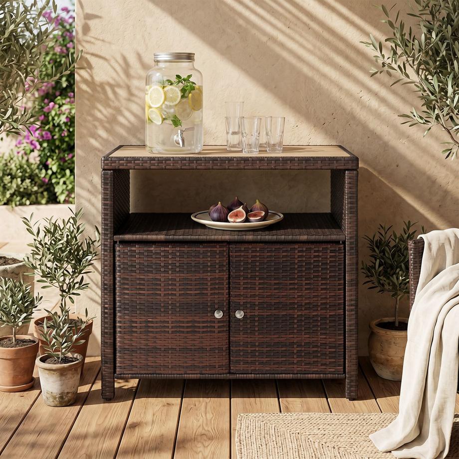 Tectake Gartenschrank Monscia, wetterfest, UV-Schutz, mit Magnetschloss, vielseitige Aufbewahrung für Garten  