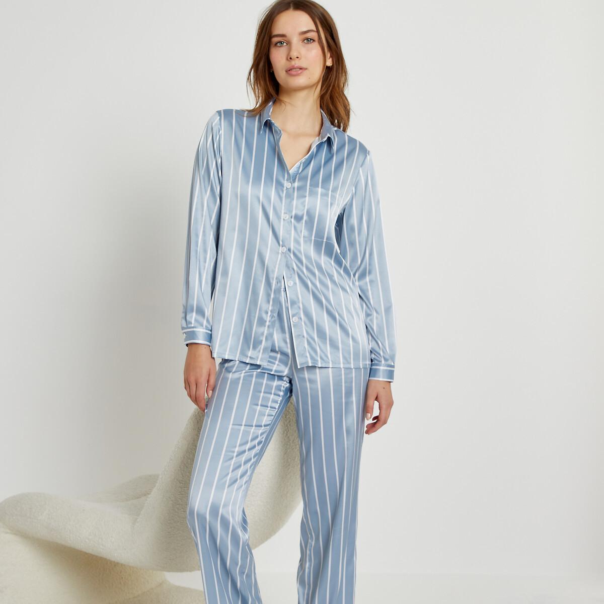 Image of Gestreifter Pyjama Aus Satin Damen 44