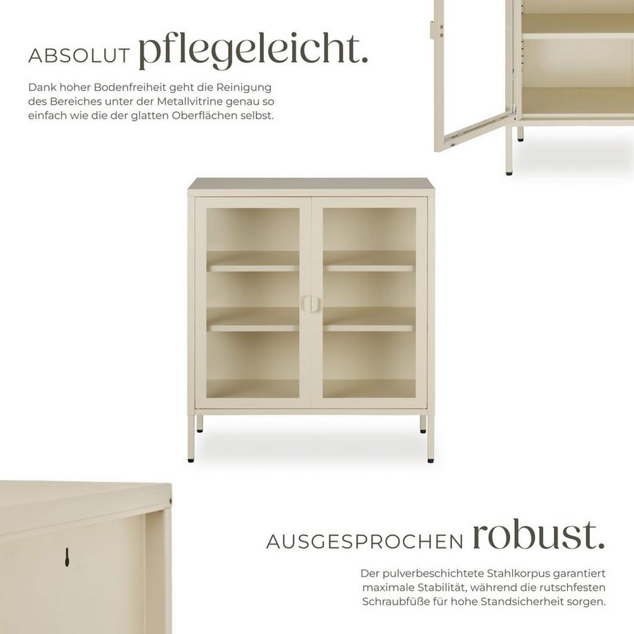 Tectake Metallvitrine Baker Glastüren mit Magnetverschluss verstellbare Zwischenböden  