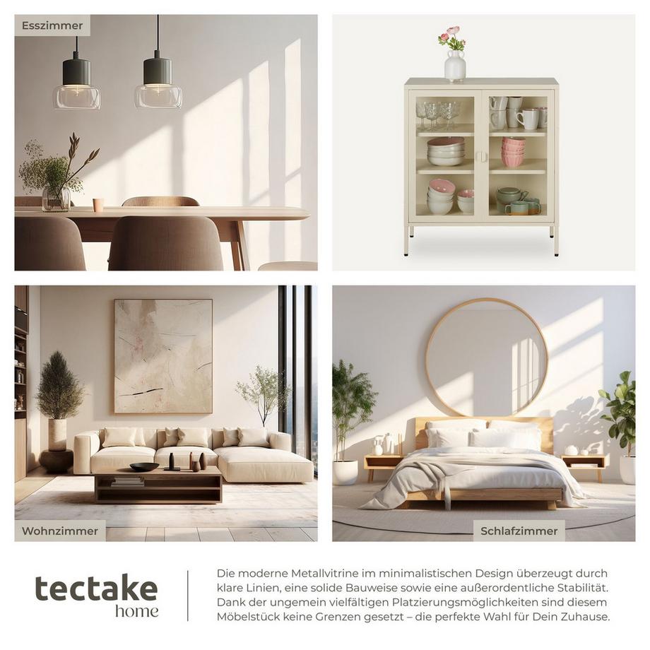 Tectake Metallvitrine Baker Glastüren mit Magnetverschluss verstellbare Zwischenböden  