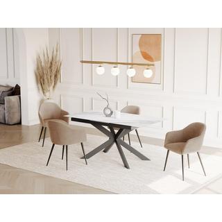 Vente-unique Table à  manger extensible ALBINA 6 à  8 cous Céramique Verre trempé Effet marbre  