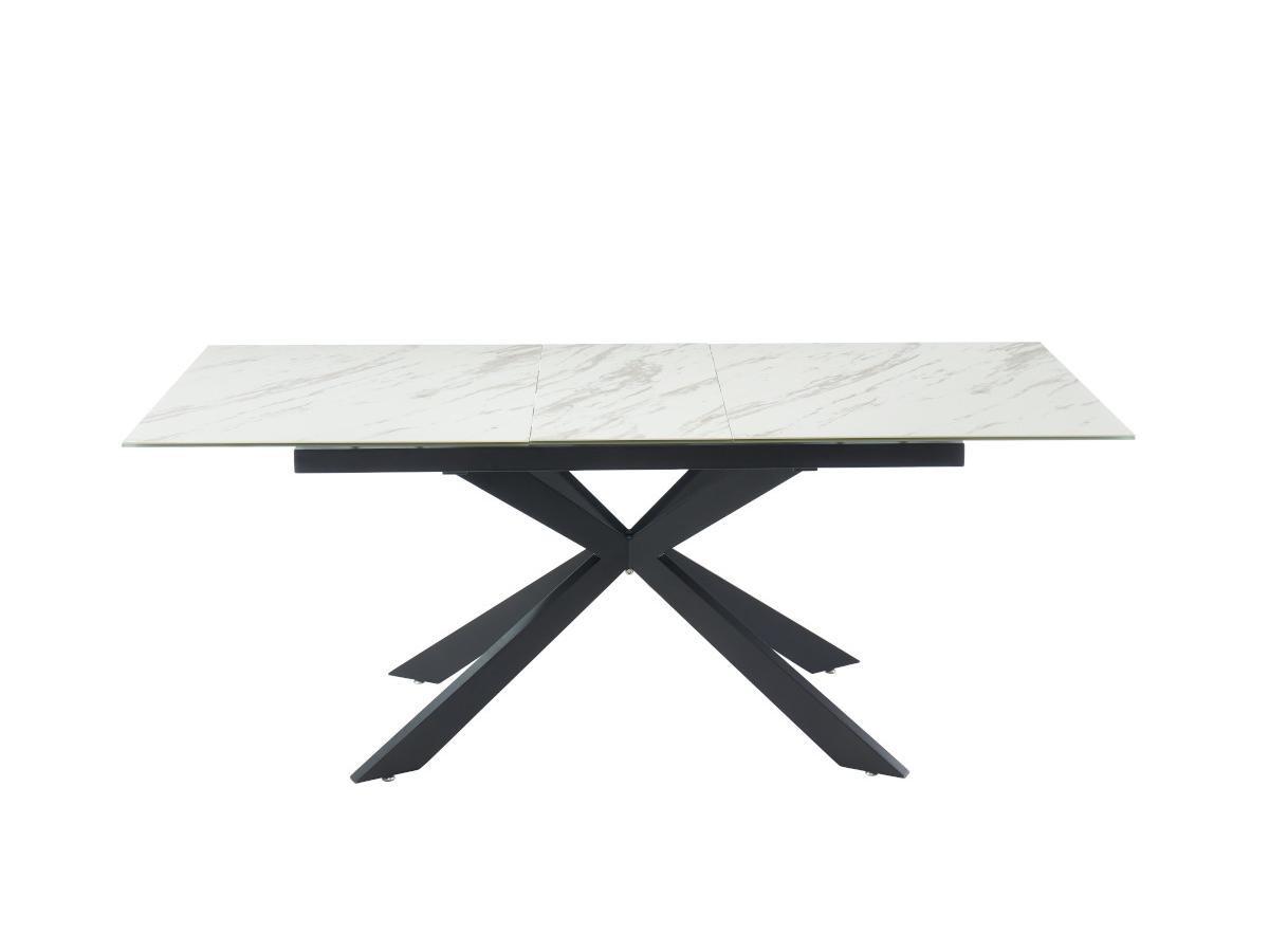 Vente-unique Table à  manger extensible ALBINA 6 à  8 cous Céramique Verre trempé Effet marbre  