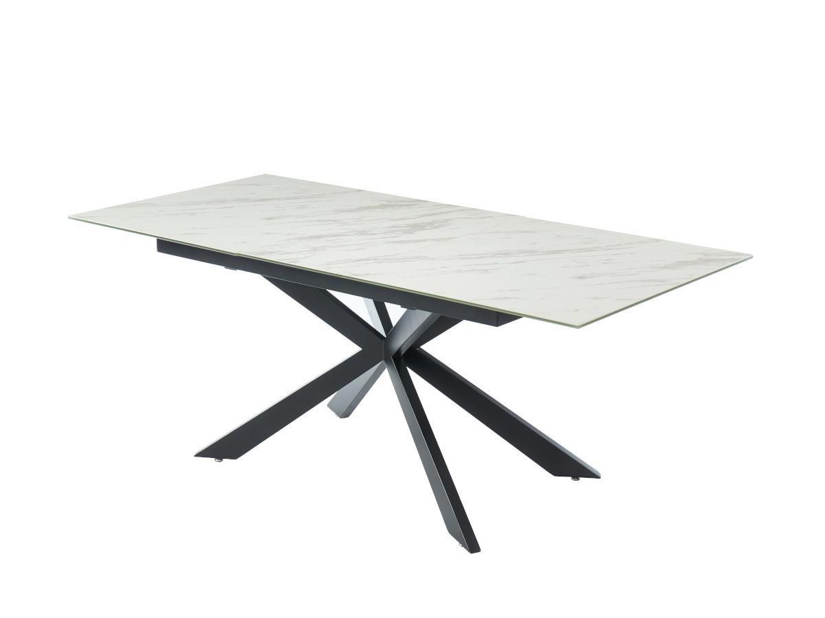 Vente-unique Table à  manger extensible ALBINA 6 à  8 cous Céramique Verre trempé Effet marbre  