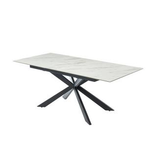 Vente-unique Table à  manger extensible ALBINA 6 à  8 cous Céramique Verre trempé Effet marbre  