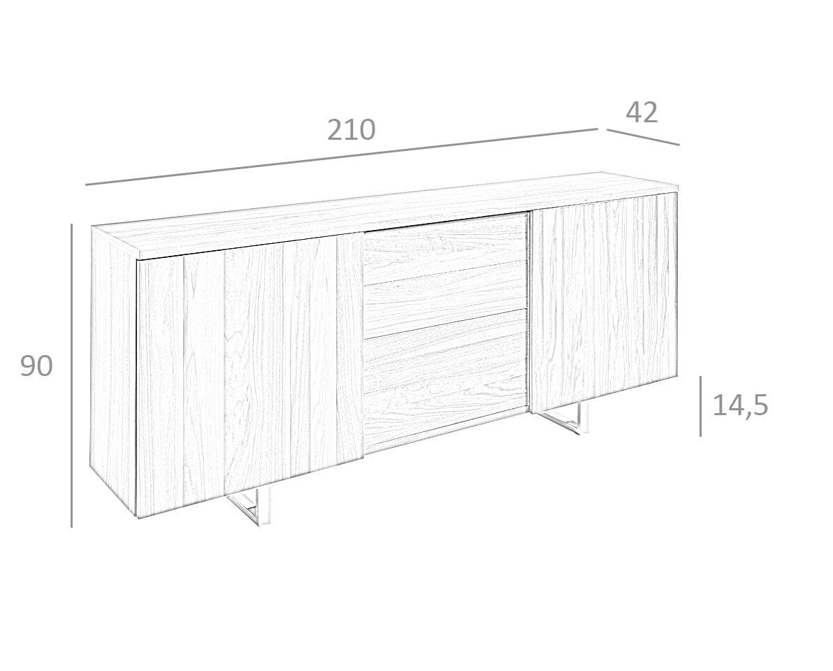 ANGEL CERDA Walnut wood and chrome steel sideboard  