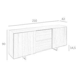 ANGEL CERDA Walnut wood and chrome steel sideboard  