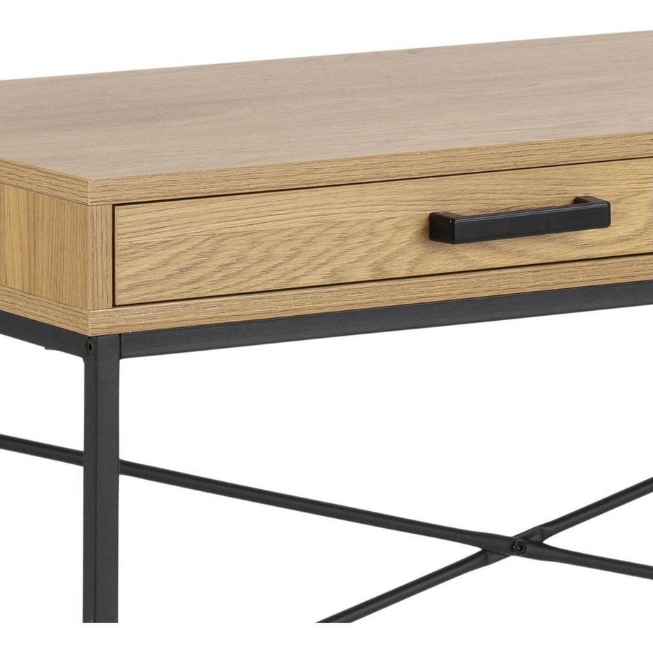 mutoni Schreibtisch Multiple Bronx Wildeiche Papier 1 Schublade Schwarz 110x45x75cm  