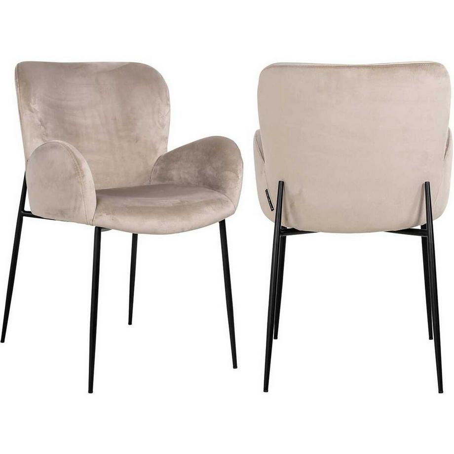 mutoni Chaise de salle à manger Amber kaki velvet  