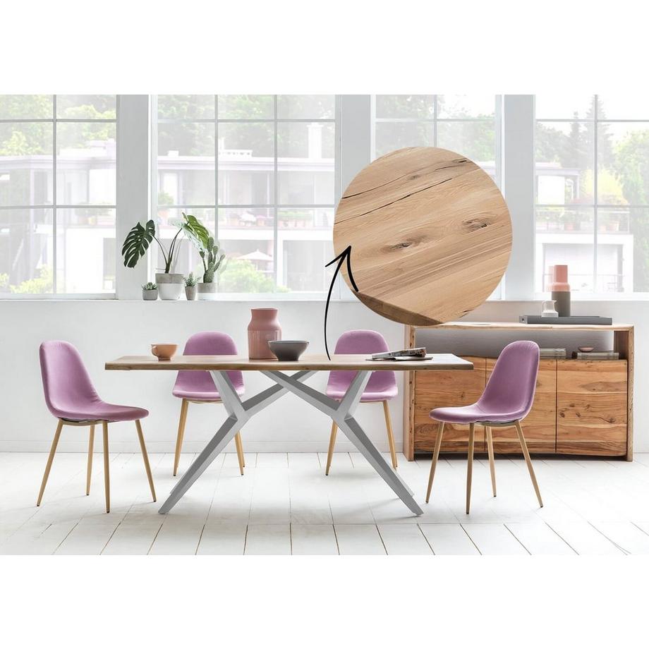 mutoni Tavolo 240x100 cmn - rovere selvatico oliato naturale - metallo argento antico  