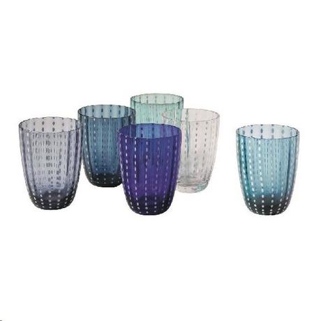 Villa D'Este Home Tivoli  , Kalahari - Glas Set blau (6-tlg) 