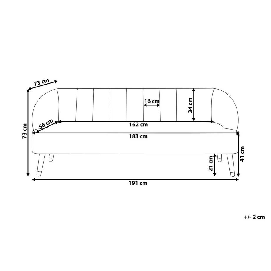 Beliani Divano 3 posti en Velluto Moderno ALSVAG  