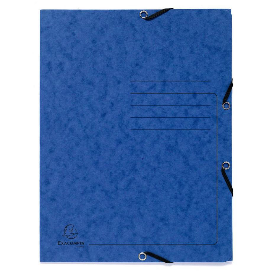 Exacompta Cartella 3 lembi con elastici cartoncino lustré 355g/mq - A4 - x 24  