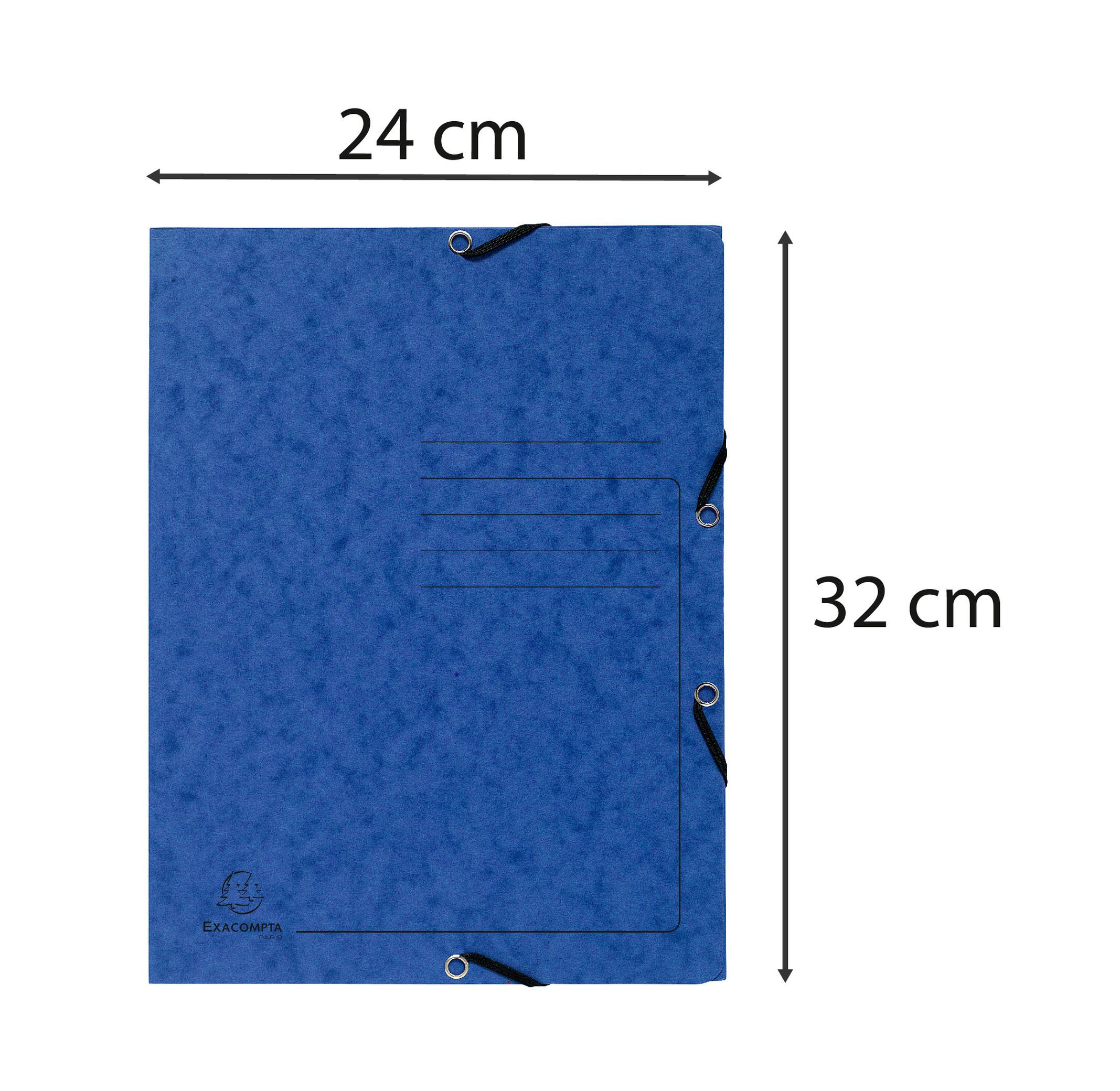 Exacompta Sammelmappe A4 mit Gummizug und 3 Klappen aus Colorspan-Karton 355g - x 24  