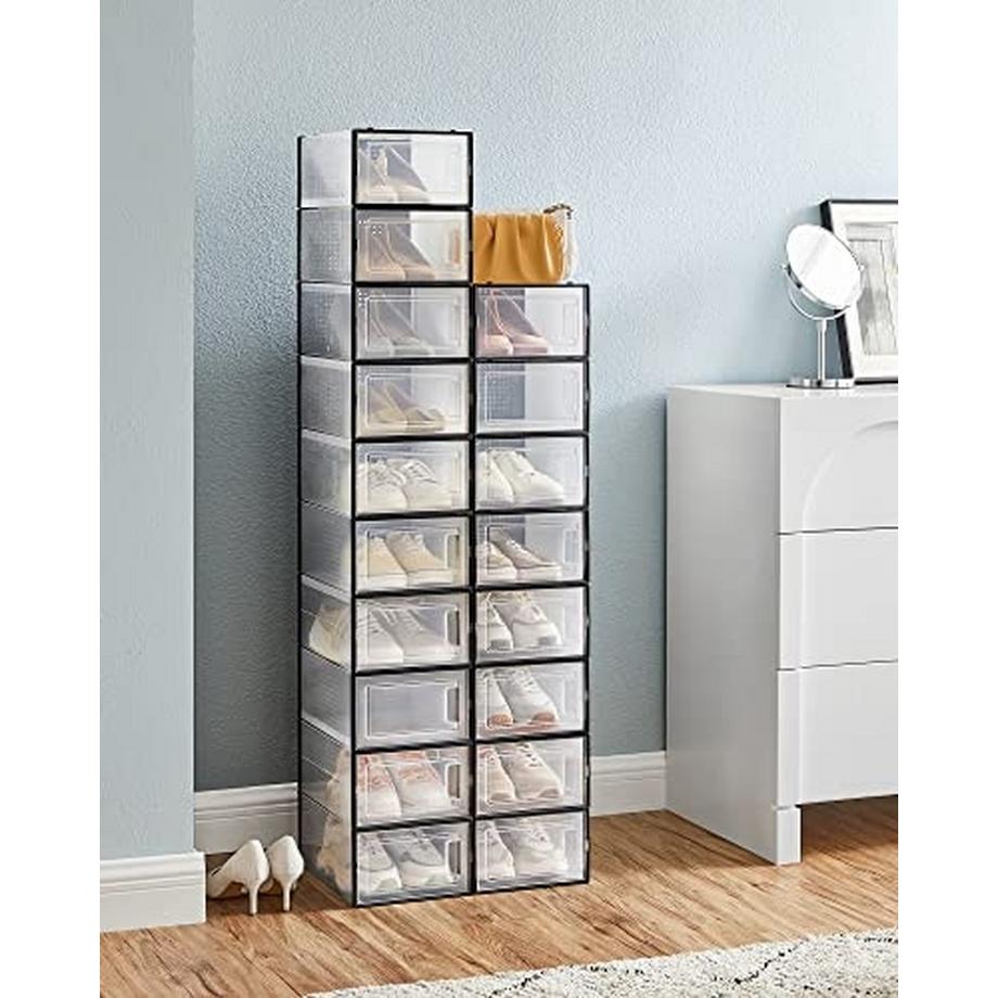 Pricenet Scatole per scarpe trasparenti impilabili da 18 pezzi con ante trasparenti  