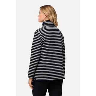 Ulla Popken  Pullover di pile con righe, collo alto, maniche lunghe e materiale riciclato 