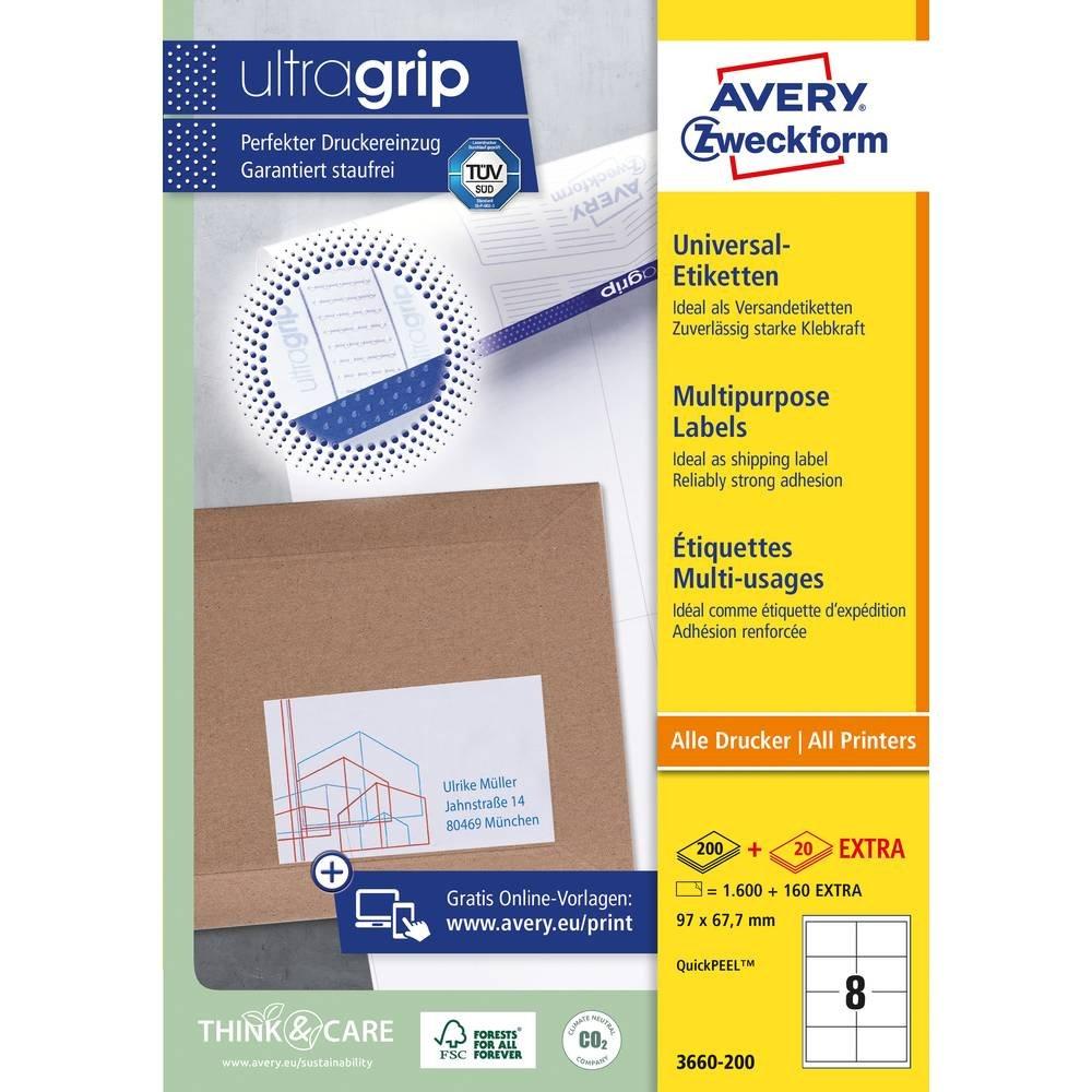 Avery-Zweckform Avery Zweckform Universal-Etiketten, A4 mit ultragrip, 97 x 67.7 mm, 220 Bogen/1.76 Etiketten  