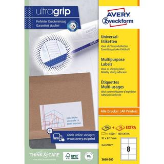 Avery-Zweckform Universal-Etiketten 97 x 67.7 mm Papier Weiß 1760 St. Permanent haftend Farblaserdrucker  