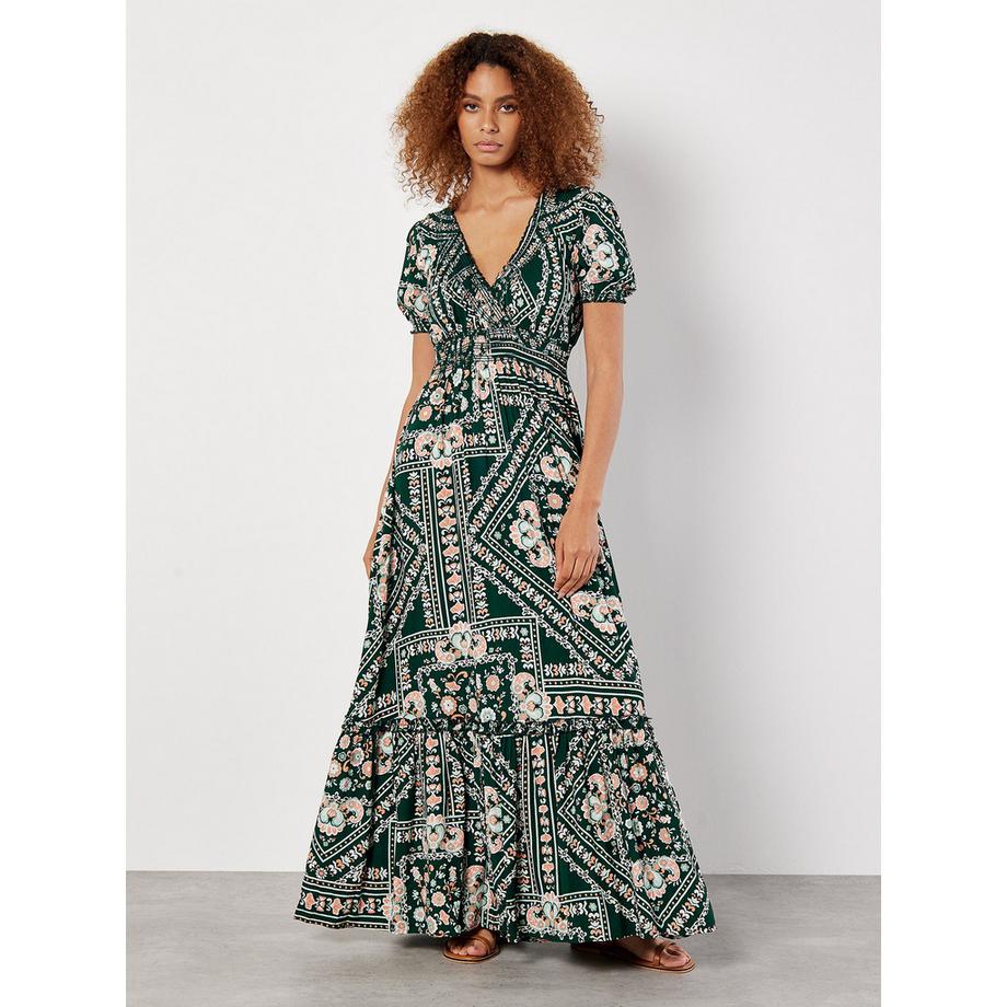 APRICOT Robe longue smockée à imprimé  