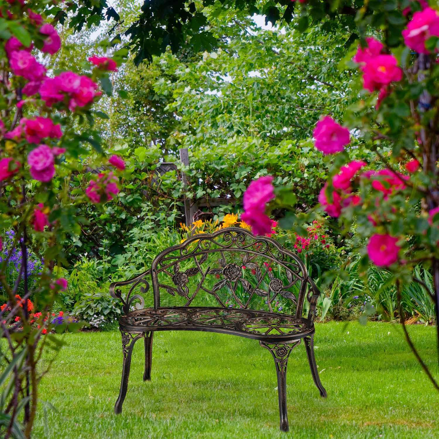 B2X Banc de jardin avec roses  