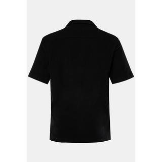 JP1880  Chemise en tissu éponge à manches courtes et col cubain. Coupe Cuba-Fit noir 