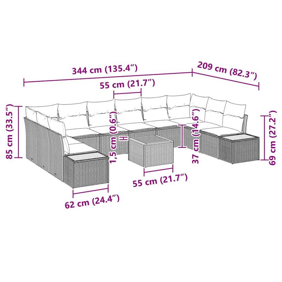 VidaXL Divano da giardino Polyrattan  
