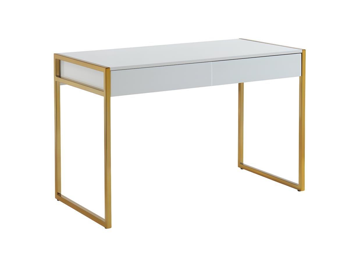 Image of Schreibtisch mit 2 Schubladen MDF Metall Goldfarben MASON Schreibtisch mit 2 Schubladen MDF Metall Goldfarben MASON