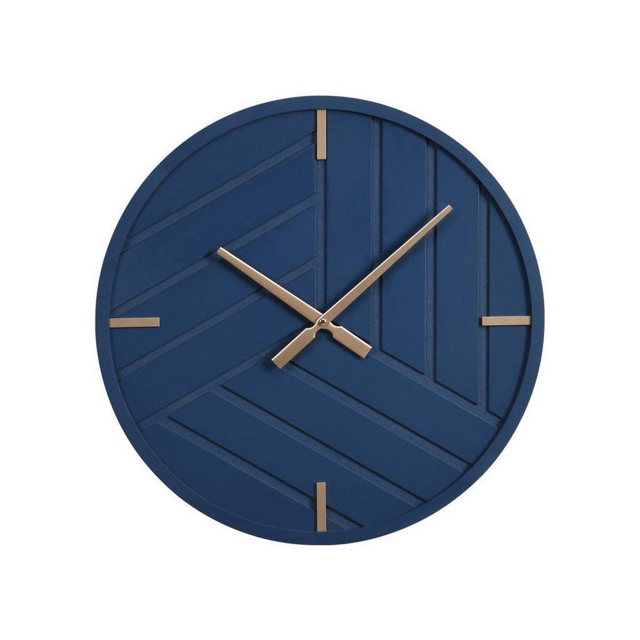 Vente-unique Wanduhr - D. 50 cm - MDF - Blau & Goldfarben - HERTI  