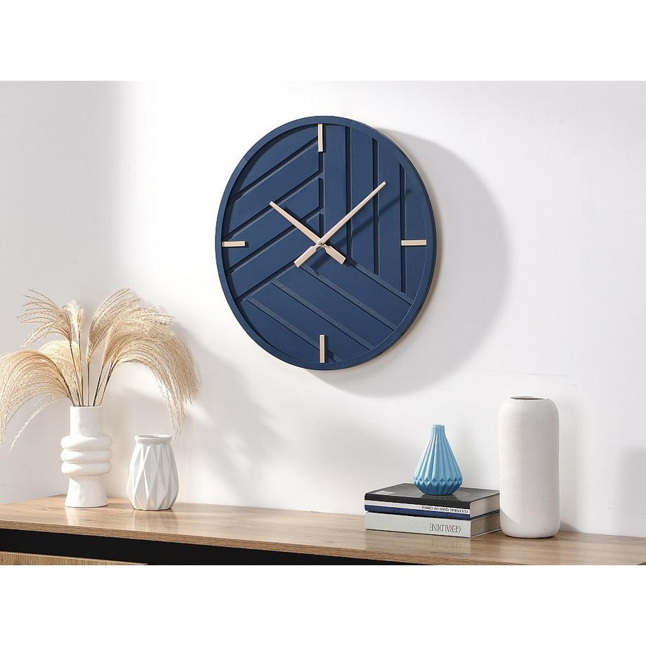 Vente-unique Wanduhr - D. 50 cm - MDF - Blau & Goldfarben - HERTI  