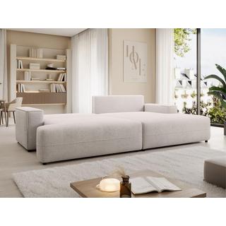 Vente-unique Ecksofa mit Schlaffunktion - Ecke rechts - Strukturstoff - Beige - BREGLIO  