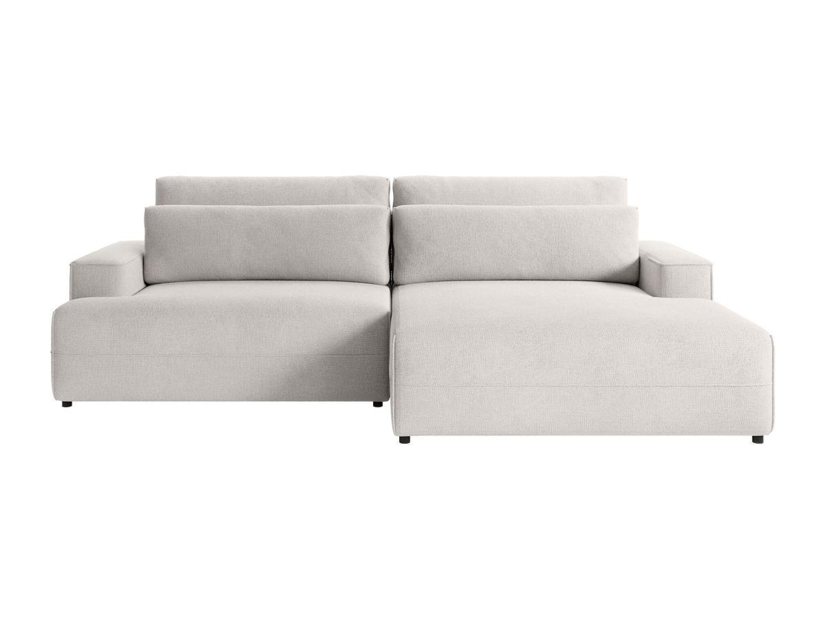 Vente-unique Ecksofa mit Schlaffunktion - Ecke rechts - Strukturstoff - Beige - BREGLIO  