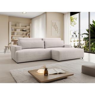 Vente-unique Ecksofa mit Schlaffunktion - Ecke rechts - Strukturstoff - Beige - BREGLIO  