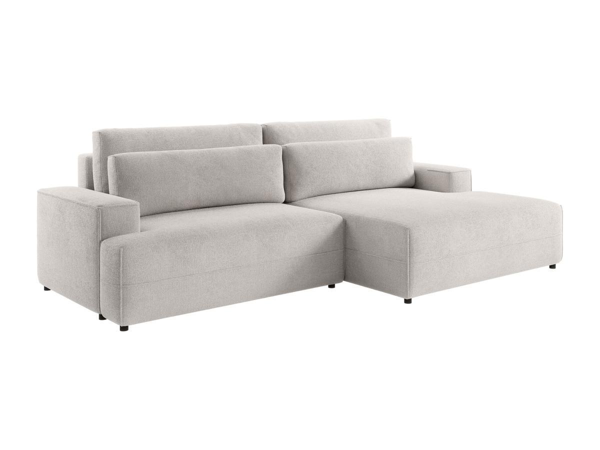 Vente-unique Ecksofa mit Schlaffunktion - Ecke rechts - Strukturstoff - Beige - BREGLIO  