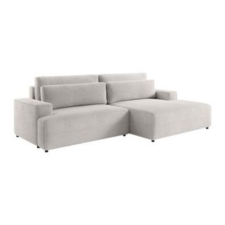 Vente-unique Ecksofa mit Schlaffunktion - Ecke rechts - Strukturstoff - Beige - BREGLIO  