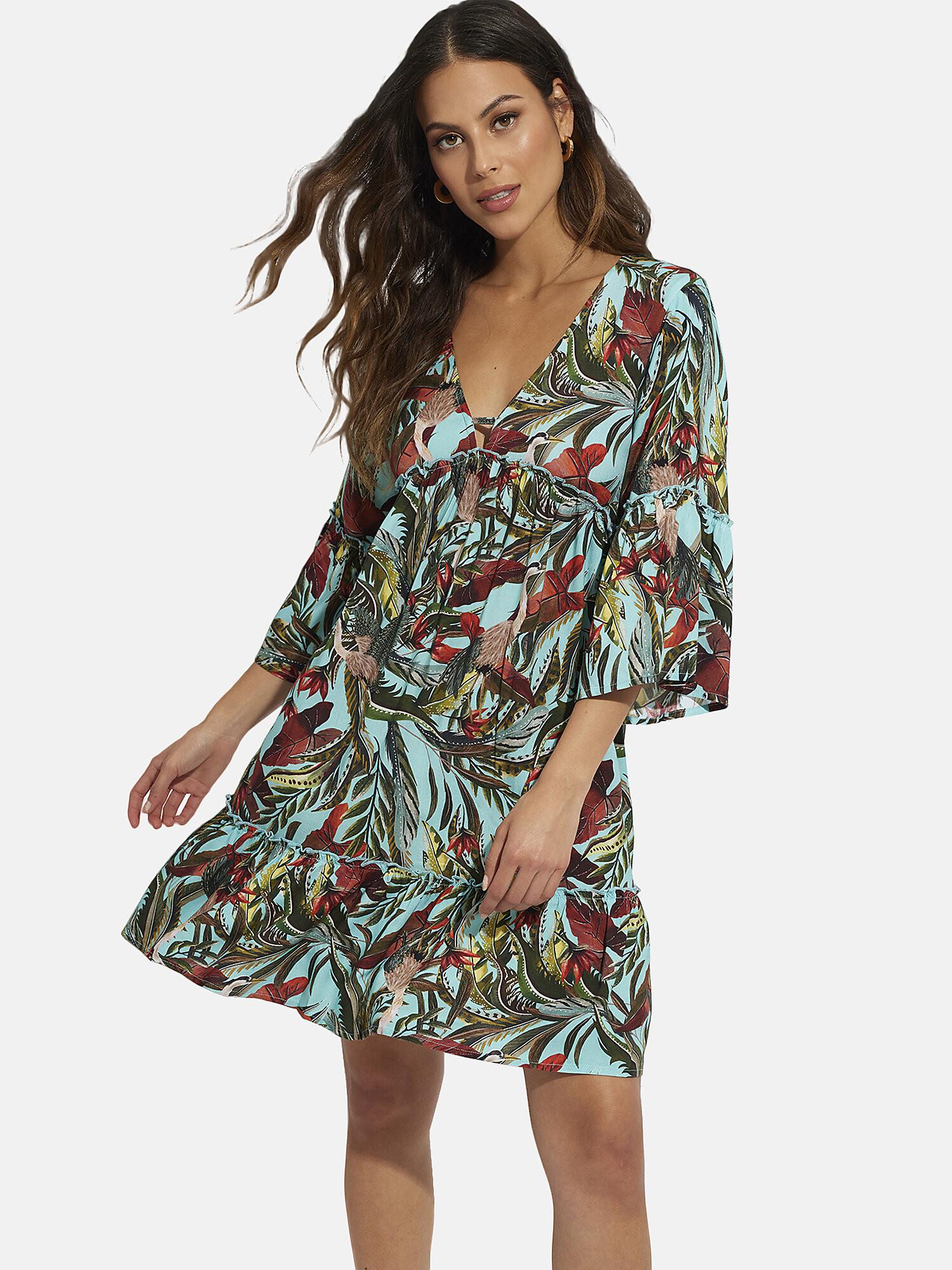 Image of Strandkleid Dreiviertel-ärmel Galapagos Unisex Blau XL