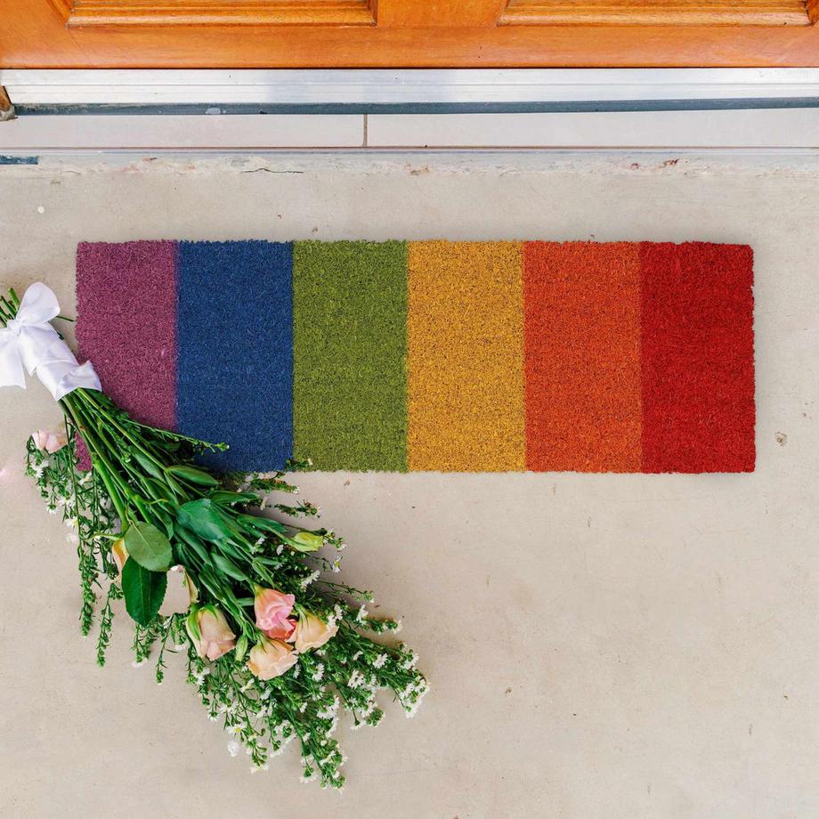 Northix Kokosnuss Fußmatte Regenbogen  