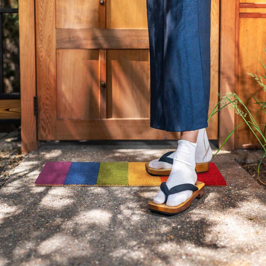 Northix Kokosnuss Fußmatte Regenbogen  