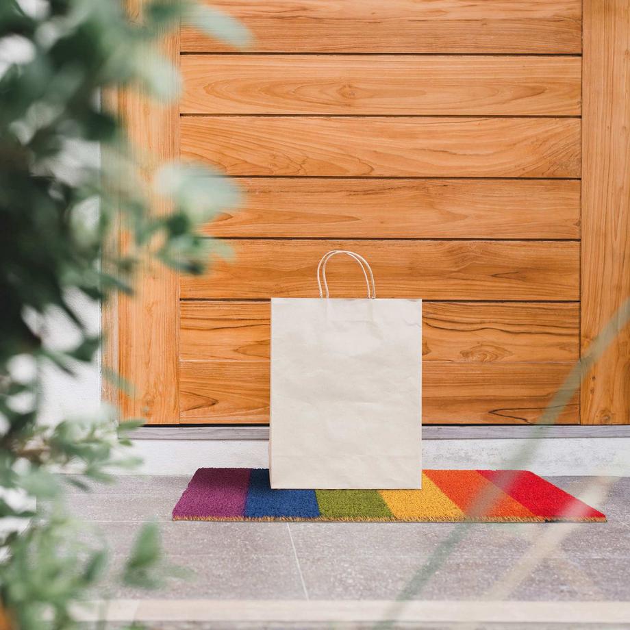 Northix Kokosnuss Fußmatte Regenbogen  