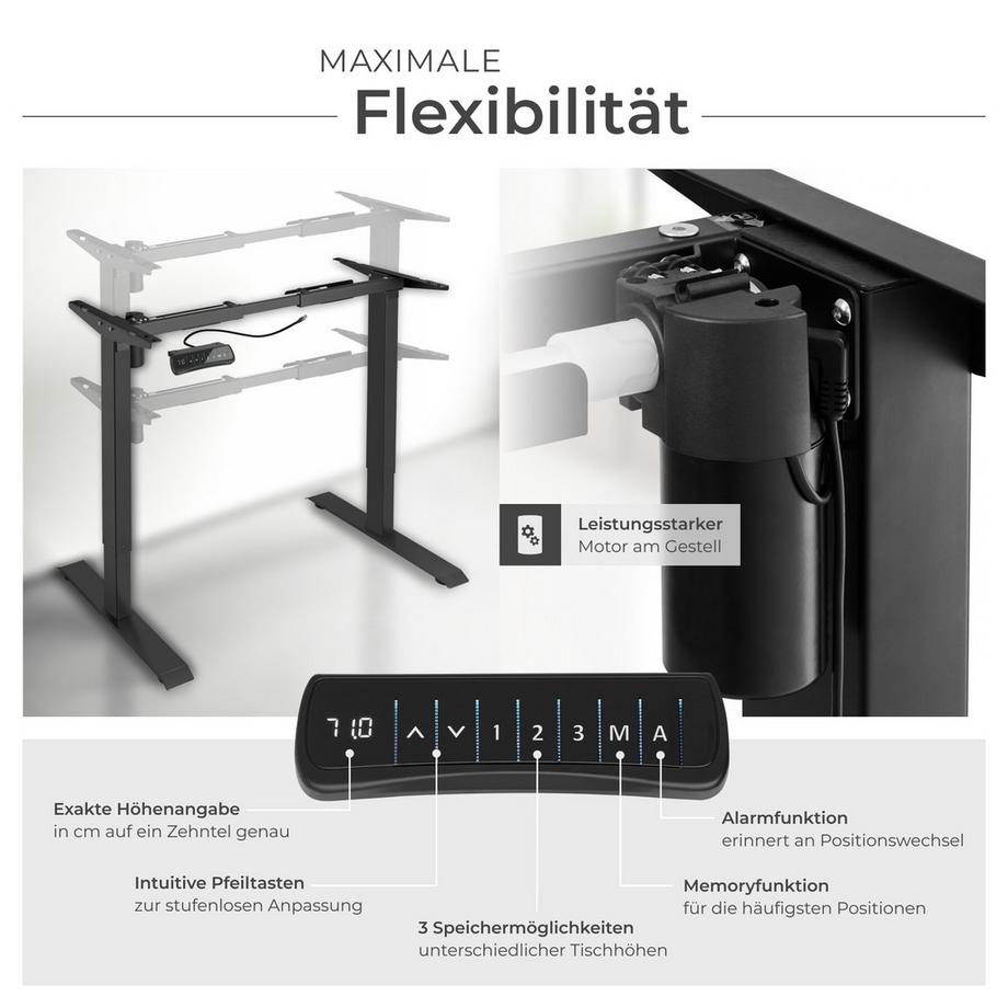 Tectake Tischgestell Piotr elektrisch höhenverstellbar 2-stufig  