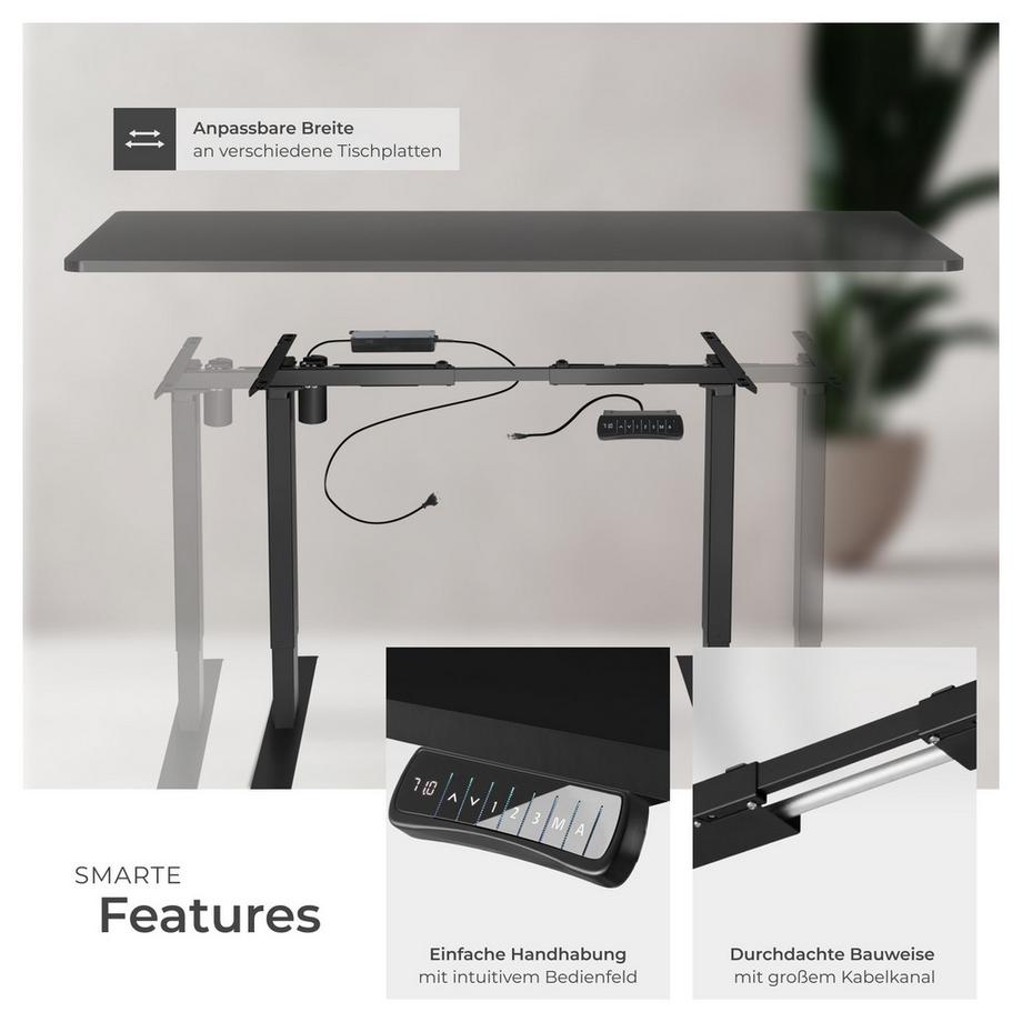 Tectake Tischgestell Piotr elektrisch höhenverstellbar 2-stufig  